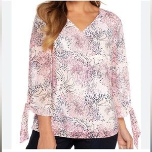 The Limited Pink Festive Double V Neck Clip Dot Top Size 3X